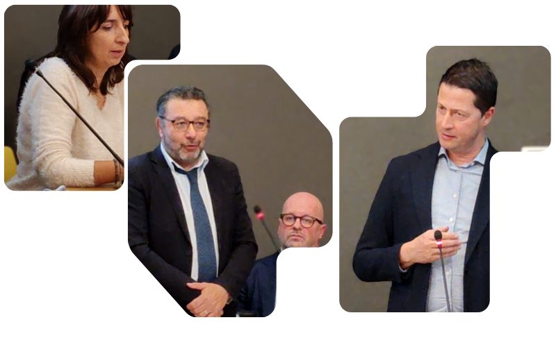 Foto di gruppo di relatori e partner nella sede dell'ATL del Cuneese
