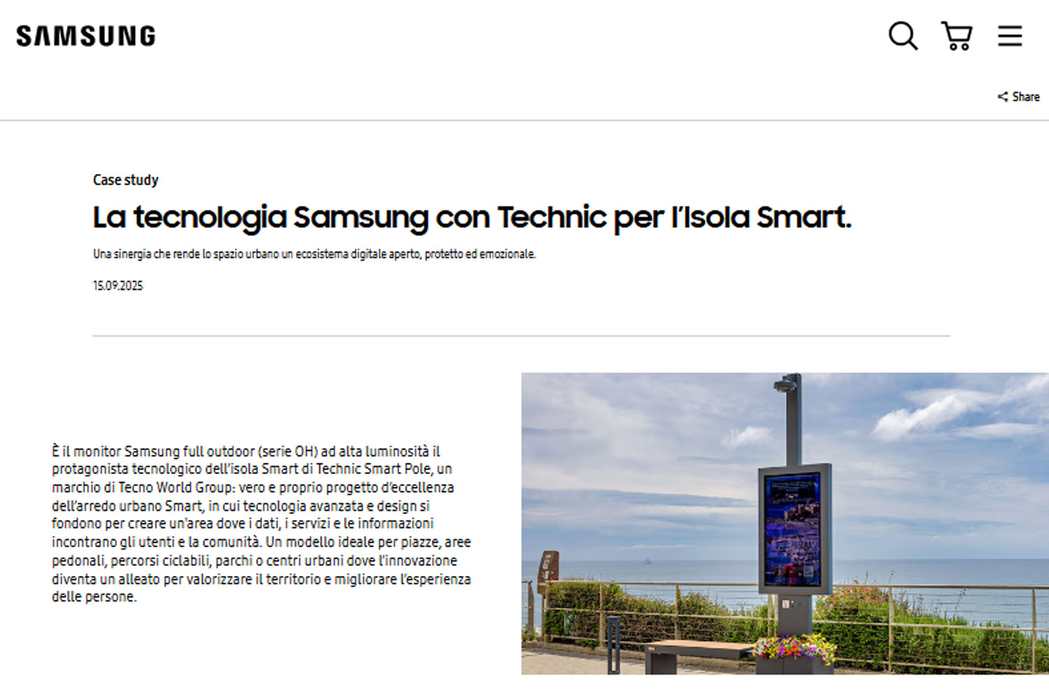 Samsung racconta l’Isola Smart di Tecno World: un case study internazionale di innovazione urbana